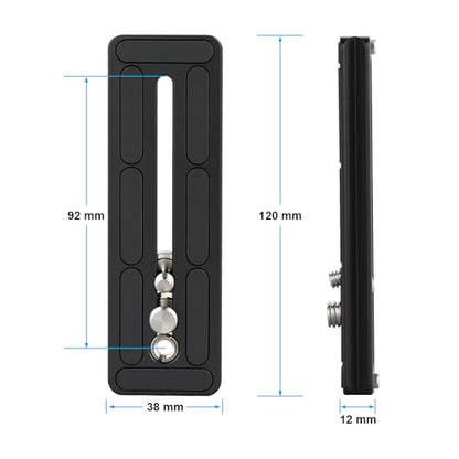 CAMVATE 120mm Quick Release Plate with 1/4"-20 and 3/8"-16 Mounting Screw | Compatible with Arca Swiss for Long Lens Tripod Foot Extension