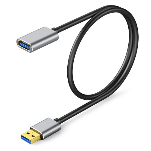 3.3ft USB Extension Cable, USB 3.0 A Male to Female Extender Cable, 5Gbps High-Speed Data Transfer, Gold-Plated & Anti-Interference Compatible with Keyboard/Mouse/Printer/VR/Webcam/Hard Drive - size: 3.3ft