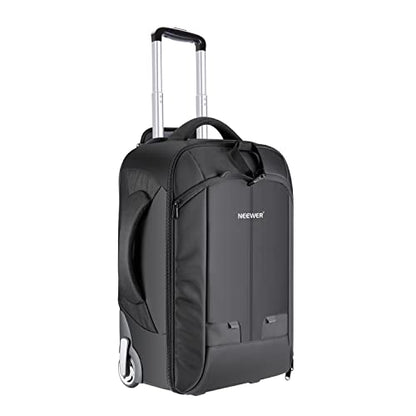 Neewer 2-in-1 Rolling Camera Bag Backpack Suitcase Style Convertible with Double Handle, Shockproof Trolley Case with Removable Padded for SLR/DSLR Cameras Tripod Lenses (Black/Red) - style: Nw3300-r