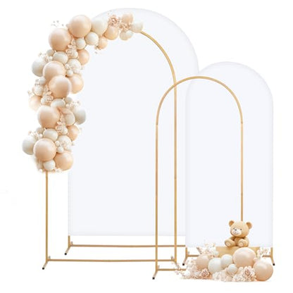Toolterritary Metal Arch Backdrop Stand and Cover Set, 8FT, 7.2FT Party Backdrop, Easy to Assemble, Backdrop Stand for Parties, Birthday, Baby Shower - color: White, size: 8ft,7.2ft