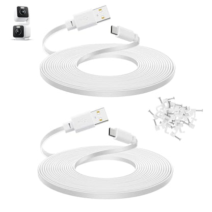 2-Pack 30 ft Cable for WYZE Duo Cam Pan Camera, Long Flat Power Extension Cord, White