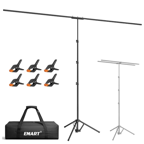 EMART 2-in-1 T Shape Backdrop Stand 8.7x7.1ft(WxH), Portable Photo Backdrop Stand Kit with Carring Bag and 6 Clamps, Adjustable Double Crossbar Green Screen Banner Holder for Party, Weeding, Photo Booth - size: 8.7x7.1ft