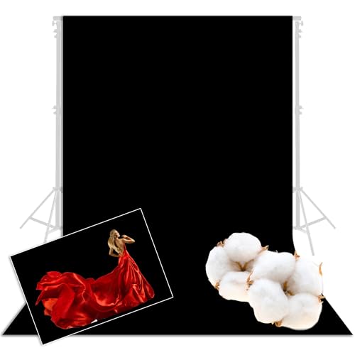 Prism 100% Cotton Extra Thick Professional Photography Backdrop 9x11 ft Black, Brushed for Low Light Reflectance and Bleed Through, Sustainable Organic Cotton Muslin with No Microplastic Shedding - color: Black 9x11ft