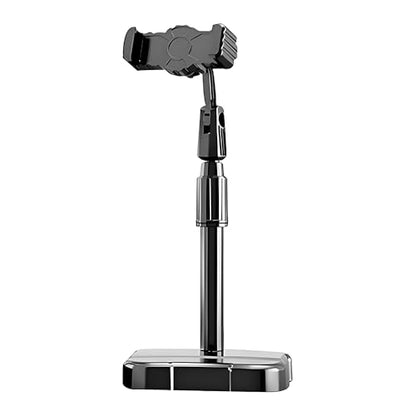 Phone Stand for Desk, Angle Height Adjustable Holder for Desk, Desktop Webcam Mount Compatible, Ergonomic Design, for Smartphone Devices, Office Desk Accessories (Black)