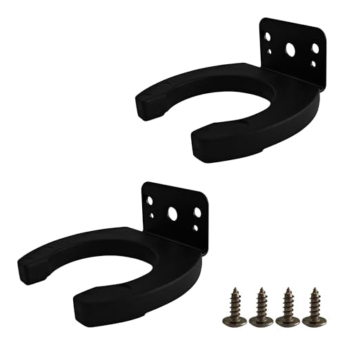 2PCS Microphone Clip Holder, 43mm ID Black Mic Stand Wall Mount Clamp, Wireless Microphone Hanger Hook Bracket with Screws for Home Studio Stage - size: 2PCS