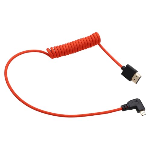 Micro HDMI to HDMI 8K 4K60p Cable for Canon R6 II R5C R5 Sony ZVE10 A7C A7R IV III A7S II Lumix S5 S9 GH4 Camera ATOMOS Ninja V Ultra SmallHD Monitor, Rigth Angle Type A D HDMI 2.1 Red 50cm