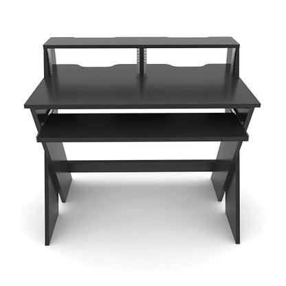 Glorious Sound Desk Compact Professional Studio Workstation with Pull-out Keyboard Compartment (Black) - color: Black