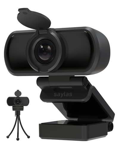 saylas 2.5K Webcam for PC with Microphone, Noise Cancellation, 110 FOV, USB Web Cam, Privacy Cover and Tripod, Plug&Play Computer Camera for Laptop, Desktop, Mac, Zoom, Skype - color: 2.5K/110°FOV