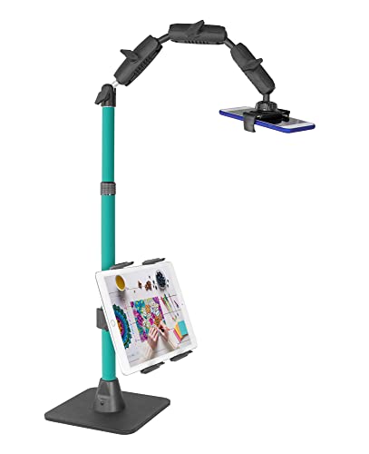 ARKON Mounts Remarkable Creator Pro+Plus, Phone Holder and Tablet Mount for Content Creation, Includes LED Phone Clip On Light, Teal Extension Pole, for Content Creators, Live Streamers & More - color: Teal