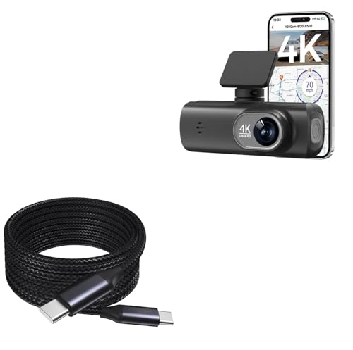 BoxWave Cable Compatible with VisionX 4K Digital Camera - DirectSync PD Cable (10ft) - USB-C to USB-C (100W), Long Type C Braided Nylon Alloy Fast Charge - Jet Black