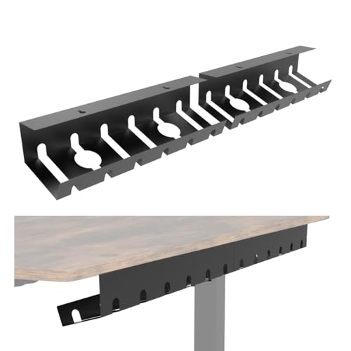 2 Pcs of Cable Management Under Desk for Easy Mounting Metal Under Desk Cable Organizer for Office, Home Cable Tray Holder (UnderDeskCM)