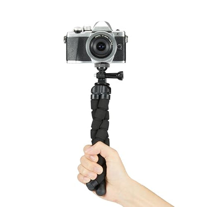 Amazon Basics Portable and Flexible Tripod with Wireless Remote and Smartphone Clamp, 10-inch, Black - size: 10inch