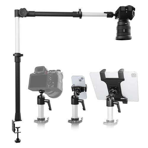 ARKON Mounts Overhead Camera Mount | Includes Ceiling Mount Bracket, Phone Holder, Tablet Holder, & Camera Mount | 360° Adjustable | Durable & Super Stable Metal Mounting Base DSLRTABMG5