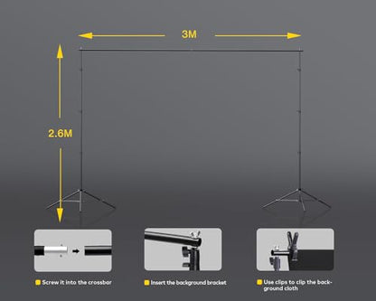 RALENO Photography Lighting Kit, 8.5x10ft Photo Backdrops Stands with 6x9ft Green Screen, 50W LED Bulbs, 5500 K, 97CRI, Umbrellas&Softbox Lighting kit for Studio Portrait Product Photography