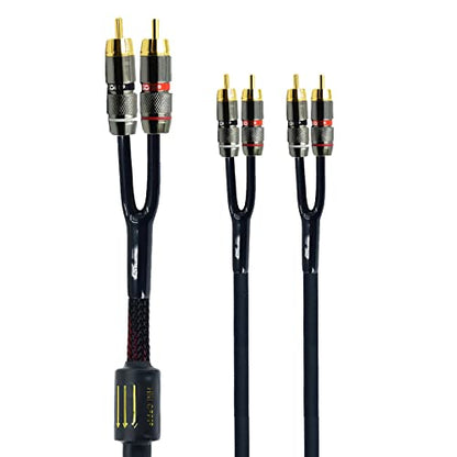 Arklove 25ft Shielded RCA Plug Splitter Stereo Audio Video Cable 2 Male to 4 Male Dual Speaker Y Adapter Connector Extension Cord 24k Gold Plated 1 Input 2 Output - size: 25ft, style: 2male to 4male