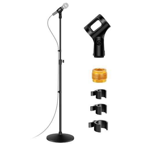 InnoGear Mic Stand, Max Height 66.34" Microphone Stand Floor Detachable Boom Mic Arm Stands with Weighted Round Base for Blue Yeti HyperX QuadCast SoloCast Shure SM58 Samson Q2U Fifine K669B, Large - style: Screw Knob 39“ - 66"