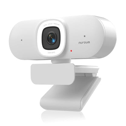 Nuroum V15AFL 2K Webcam with Ring Light for Streaming, Autofocus Webcam for PC w/Noise Cancelling Dual Mics, 1080P 60fps, 75° FOV&Lightweight, USB Web Camera Plug&Play for Zoom/Teams/OBS/Xsplit, white