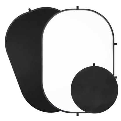 5X6.5ft Backdrop for Photography, Double Sided White Screen and Black Screen, 2 in 1 Collapsible and Reversible Background for Photography, YouTube Videos,and Live Streaming - color: Black White