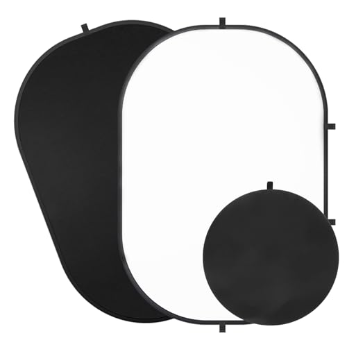 5X6.5ft Backdrop for Photography, Double Sided White Screen and Black Screen, 2 in 1 Collapsible and Reversible Background for Photography, YouTube Videos,and Live Streaming - color: Black White
