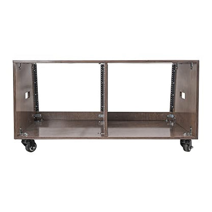 Sound Town DIY 2 x 8U Slanted Studio Rack with Solid Baltic Birch Plywood, Casters, Weathered Brown for Recording Room, Home Studio (SDRK-D8TB) - size: 2 x 8U, Weathered Brown