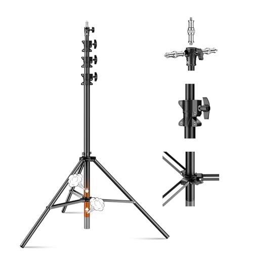Heavy Duty Light Stand 13.12ft/400cm Adjustable 17.6lb/8kg Max Loading Photography Air Pressure Buffer Tripod Stand with 1/4” to 3/8” Screw Adapter for Strobe,LED Video Light, Monolight, Softbox