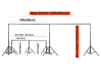 Kate 10x20ft (3x6m) Photography Backdrop Frame Stand for Room Set Adjustable Heavy Duty Photography Background Support System Kit