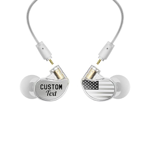 MEE audio Personalized M6 PRO in Ear Monitor Headphones for Musicians w/Engraved Metal Faceplates: Choose an Artwork and/or Add Custom Text, Noise Isolating Professional Earbuds w/Replaceable Cables - color: Clear, style: Customized IEMs