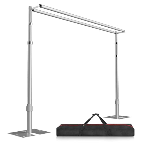 EMART Backdrop Stand Heavy Duty 8.9x10Ft, Double Crossbar Pipe and Drape Photo Background Support Kit, Adjustable Metal Frame with Flat Base for Wedding Birthday Party Decorations - color: Silver, size: 8.9x10FT