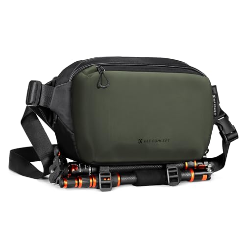 K&F CONCEPT Camera Sling Bag Crossbody Bag Waterproof Camera Shoulder Backpack DSLR/SLR/Mirrorless Camera Case - color: 04 Black+Green Medium