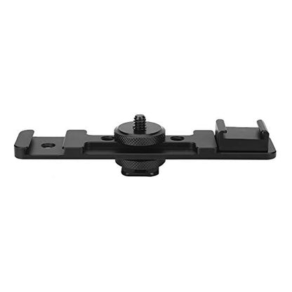 Camera Dual Hot Shoe Extension Bar Mount Bracket, Premium Aluminum Alloy Durable Photography Accessory for DSLR Mirrorless Cameras Black,