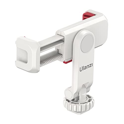 ULANZI Phone Tripod Mount ST-06S White, Universal Smartphone Mount Adapter with 2 Cold Shoe, 360° Rotates and Adjustable Cell Phone Clip Clamp Holder, Compatible with iPhone, Samsung Galaxy and More - color: White