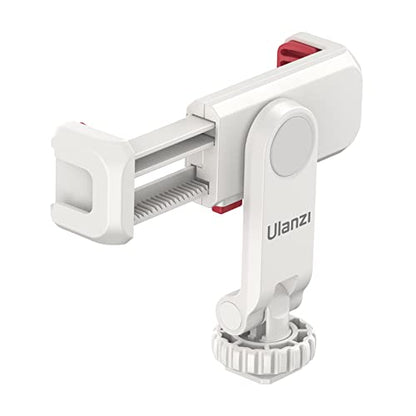 ULANZI Phone Tripod Mount ST-06S White, Universal Smartphone Mount Adapter with 2 Cold Shoe, 360° Rotates and Adjustable Cell Phone Clip Clamp Holder, Compatible with iPhone, Samsung Galaxy and More - color: White