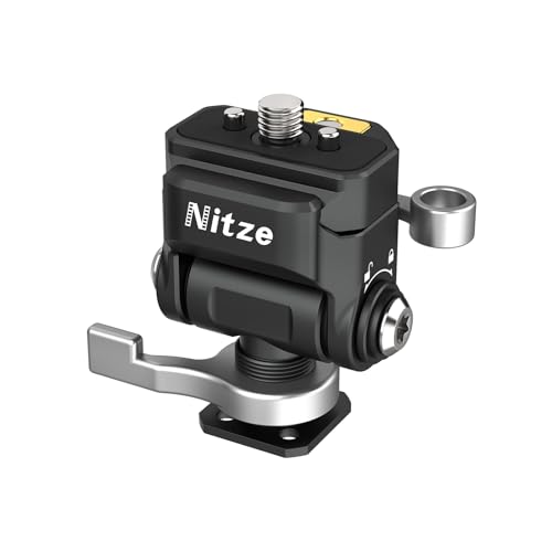 Nitze Quick Release Camera Monitor Mount (NATO Rail with 1/4” Screw and Retractable Pins to Cold Shoe), Field Monitor Mount with Adjustable NATO Clamp, 170° Tilt and 360° Pan - N54-S1