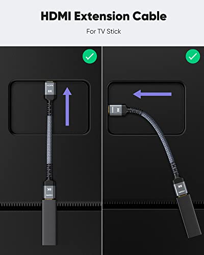 Highwings 8K 4K HDMI Extender - 0.5FT Cable, 4K@30Hz/60Hz/120Hz, Compatible with PS5, Roku Stick, Blu Ray Player, HDTV, Laptop - color: Grey, size: 0.5 feet, style: 8k 1pack