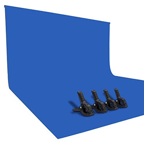 ISSUNTEX 9X15 ft Background Polester Backdrop, Photo Studio, Collapsible High Density Screen for Video Photography and Television-Blue - color: Blue