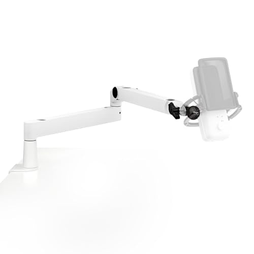 Elgato Wave Mic Arm LP White, Low Profile Boom Arm | Sits below shoulder line, 360-degree rotation, Magnetic cable channels, All-metal build, Fully adjustable mount - style: Mic Arm LP White