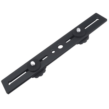 Dual Camera Flash Mount Bracket 20CM Tripod Mount Extension Bar with 1/4'' Screw Hot Shoe Mount for Fill Light and SLR Camera (Black)