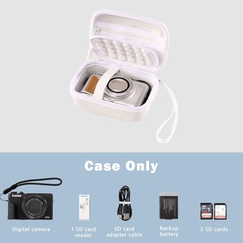 ProCase Hard Shell Digital Camera Case for Canon G7X Mark III Mark II, Sony Cybershot, PowerShot SX740, Ricoh GR III, Kodak Pixpro, Compact 4K Vlogging Small Cameras Travel Carrying Storage Bag -Blue - color: White