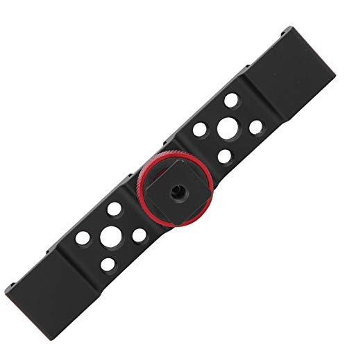 3 in 1 Hot Shoe Mount Adapter, Camera Hot Shoe Bracket with Multiple Screw Holes, Aluminum Alloy Extension Bar for Camera Mobile Phone Rabbit Cage (Black) - color: Black