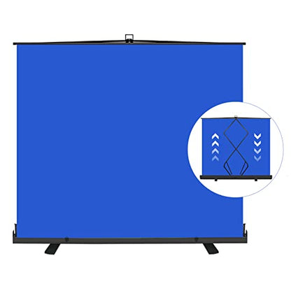 Emart 77in x 92in Collapsible Blue Backdrop Retractable Chromakey Photo Background with Solid Aluminium Base, Auto-Locking Frame, Wrinkle- Resistant Fabric for Video Studio, Live Game,Streaming - color: Blue, size: 77x92in