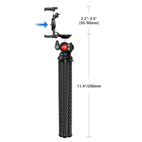 NEEWER Camera Tripod with Remote, Mini Flexible Vlog Phone Tripod Stand with Action Camera Mount Adapter, Hidden Phone Holder & Cold Shoe Compatible with iPhone Hero13 12 11 10 9, Max Load 4.4lb, TP34