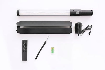 REFLEX CAMERA Portable 20W RGB Light Stick with Barndoor, 1-100% Brightness, 2700-7500K, 1/4" Screw Built-in Lithium Battery, Metal Body, Special Effects Modes, Remote Control, Power Adapter Included