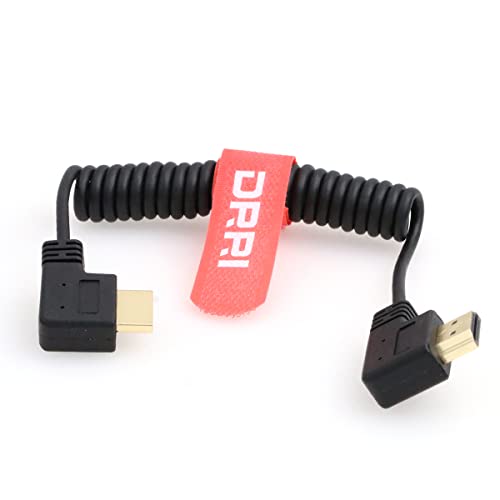 8K High Speed HDMI-A 2.1 Coiled Cable - Left Angle to Right Angle for Z Cam, Lumix S5 II, Sony A7IV, BMPCC4K, Hollyland 400s Transmitter - color: Black Coiled, size: Left HDMI-Right HDMI