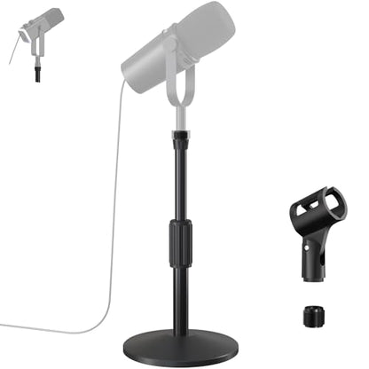 Desktop Mic Stand,Adjustable Height Podcast Microphone Stand with Mic Clip 3/8" to 5/8" Adapter,for Shure MV7 |MV7+ |MV7X XLR,Fifine AM8 |K688 |XR&USB,PM1 XLR,Razer Seiren V2|V3 - size: Mic Stand with Mic Clip