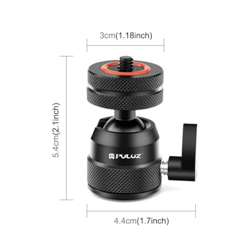 Mini Ball Head, Tripod Head with 1/4" hot Shoe, 360° Rotatable Ball Heads Camera Mount Adapter, Max Load 5.5lb 360° Swivel Tripod Ball Head, for DSLR Cameras, Tripods, Monopods, Camcorders