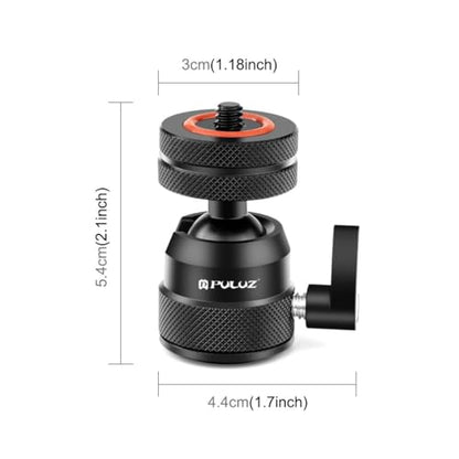 Mini Ball Head, Tripod Head with 1/4" hot Shoe, 360° Rotatable Ball Heads Camera Mount Adapter, Max Load 5.5lb 360° Swivel Tripod Ball Head, for DSLR Cameras, Tripods, Monopods, Camcorders