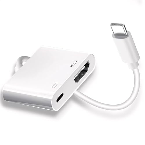 Kinhaly USB C to HDTV for TV, 4K@60Hz Type C to Adapter with Charging Port, iPhone to HD to USB C Adapter Compatible for iPhone 16/15 Series/iPad Pro/Galaxy/MacBook Pro to HDTV Projector - style: USB C to HDTV