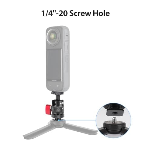 HSU Cold Shoe Mount Adapter, Aluminum 1/4”-20 Screw Hole 360° Rotation Camera Tripod Mount for Insta360 X4/X3/X2/X/RS/R/GoPro/Sony/DSLR Camera Flash and Other Cameras, Black