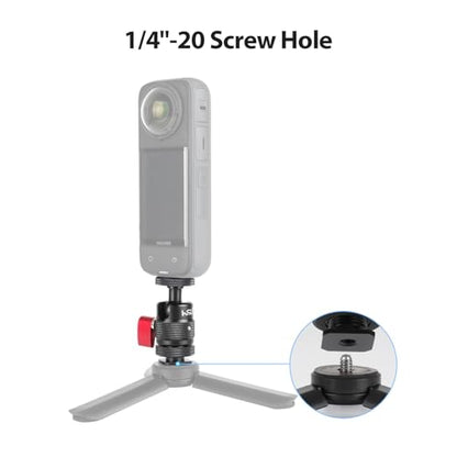 HSU Cold Shoe Mount Adapter, Aluminum 1/4”-20 Screw Hole 360° Rotation Camera Tripod Mount for Insta360 X4/X3/X2/X/RS/R/GoPro/Sony/DSLR Camera Flash and Other Cameras, Black