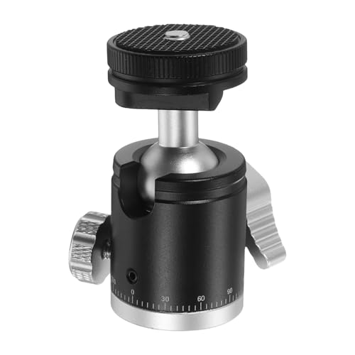 PATIKIL 1/4" Mini Ball Head with Cold Shoe, 360° Rotating Screw Tripod Mount Panoramic Ball Head DSLR Camera Mount Base Adapter Photograph Accessory for Phone Light Camera Loading 6.6lb